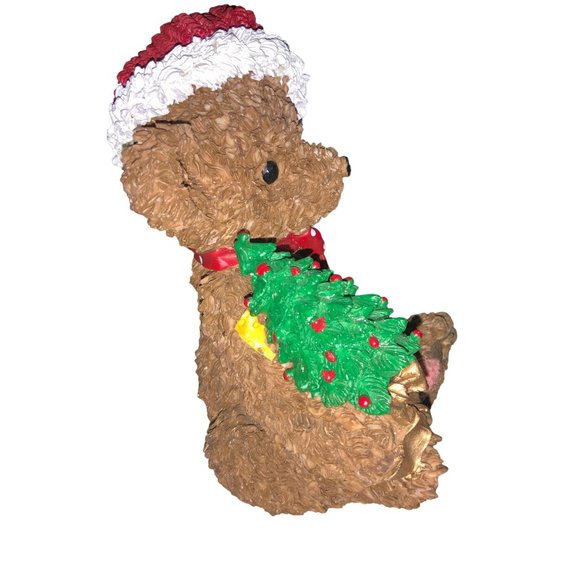 Santa Bear Table Top Decoration-  Bear with Santa Hat- 7 inch - Picture 4 of 10